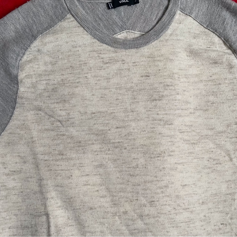 Vince Men's heather white and Gray Crewneck Sweater - Picture 6 of 8